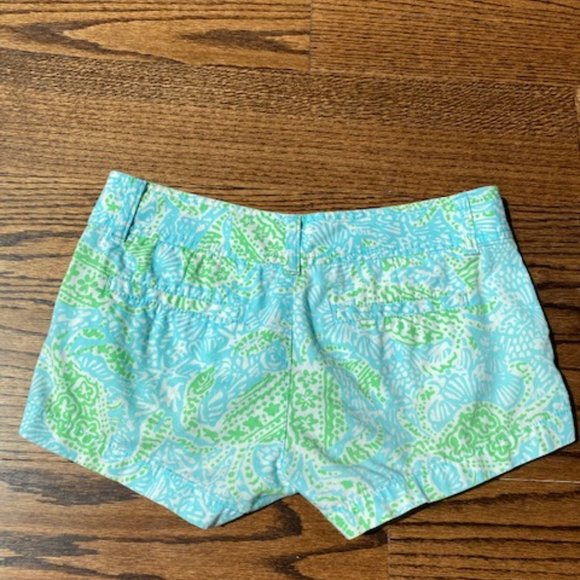 LILLY PULITZER WALSH Shorts Get Crackin Blue & Green Crab Print SZ 00 - Picture 4 of 11